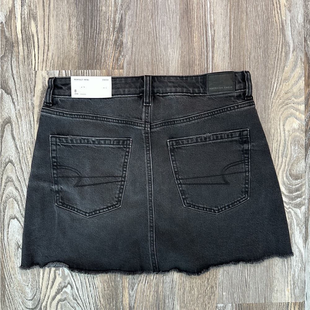 American Eagle Women’s Black Denim Mini Skirt - Size: 8 - Picture 3 of 6